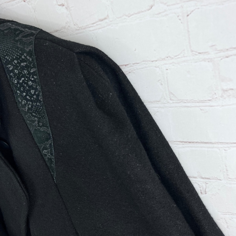 ••VINTAGE |•LADY SUZETTE•| GORGEOUS Long Wool Jacket Snakeskin Leather Embellish - Picture 5 of 16